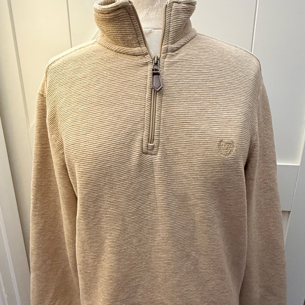 Chaps Men's Tan Zip-Up long sleeve shirt